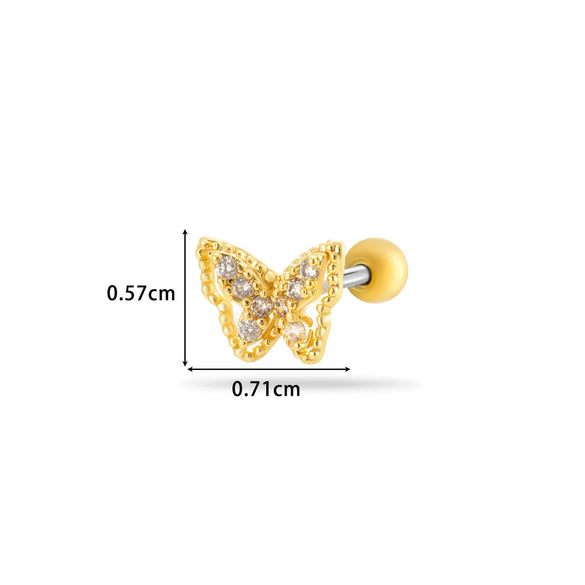 Wholesale Titanium Steel Flower Pattern Electroplated Women's Cartilage Earrings