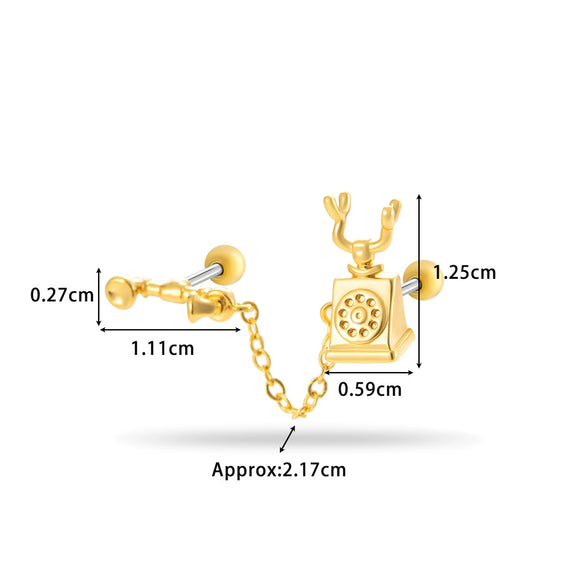 Wholesale Titanium Steel Flower Pattern Electroplated Women's Cartilage Earrings