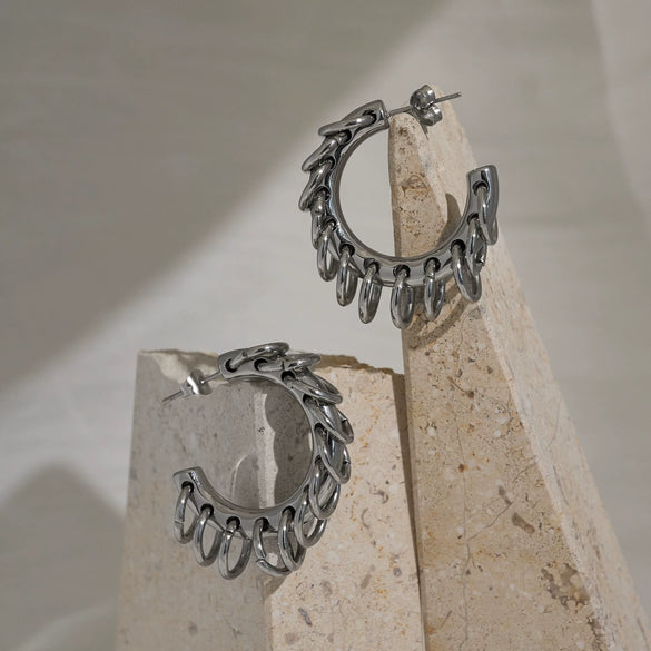 Wholesale Titanium Steel Flower Pattern Vintage Style Electroplated Earrings For Women