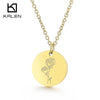 Wholesale Titanium Steel Flower Round Pendant Necklace Gold Inlaid Trendy Elegant