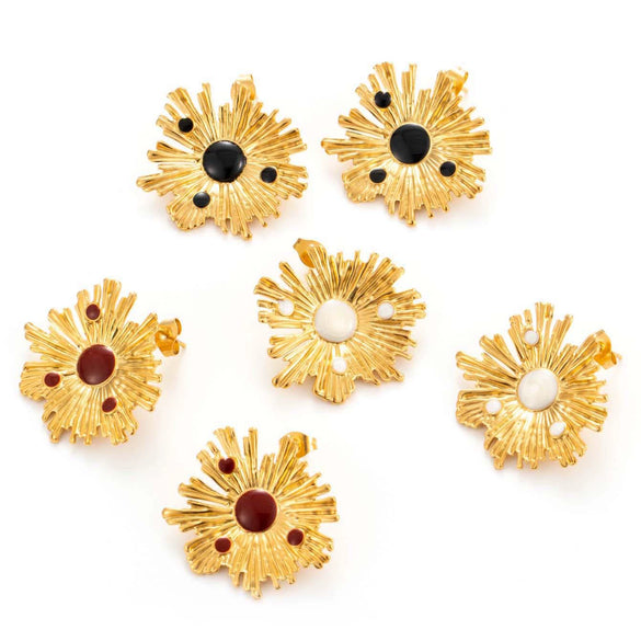 Wholesale Titanium Steel Flower Shaped Stud Earrings With Electroplating And Irregular Personality Design For Women