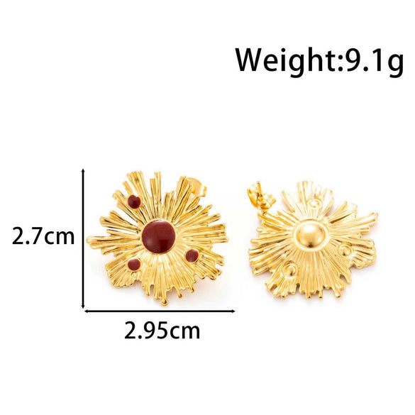 Wholesale Titanium Steel Flower Shaped Stud Earrings With Electroplating And Irregular Personality Design For Women