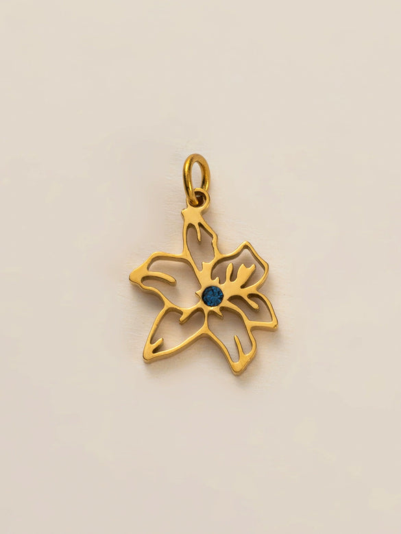 Wholesale Titanium Steel Flower Square Birthstone Pendant Necklace For Women With Electroplating