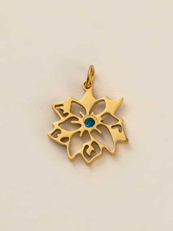 Wholesale Titanium Steel Flower Square Birthstone Pendant Necklace For Women With Electroplating