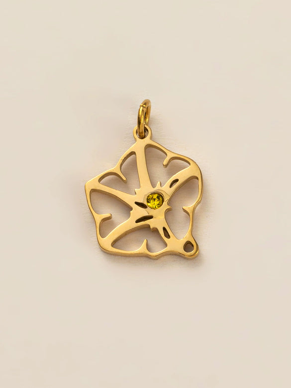 Wholesale Titanium Steel Flower Square Birthstone Pendant Necklace For Women With Electroplating