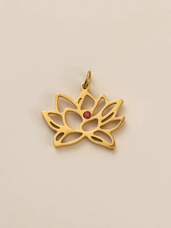 Wholesale Titanium Steel Flower Square Birthstone Pendant Necklace For Women With Electroplating