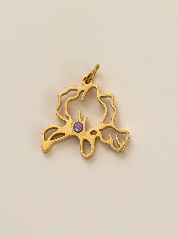 Wholesale Titanium Steel Flower Square Birthstone Pendant Necklace For Women With Electroplating