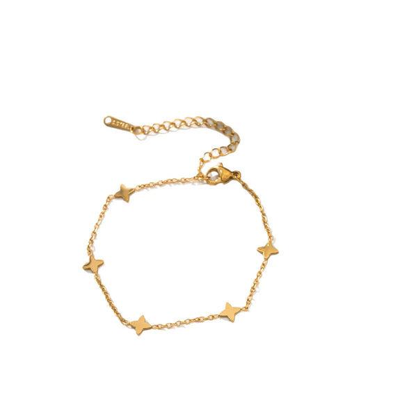 Wholesale Titanium Steel Four Leaf Clover Light Luxury Set With Electroplated 18K Gold Plated Bracelet For Women