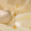 Wholesale Titanium Steel Fourleaf Clover Long Necklace For Women Electroplated Geometric Style