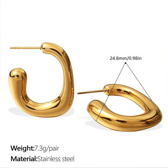Wholesale 316L Stainless Steel G Shape Gold Plated Geometric Fashion Women's Earrings