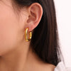 Wholesale 316L Stainless Steel G Shape Gold Plated Geometric Fashion Women's Earrings