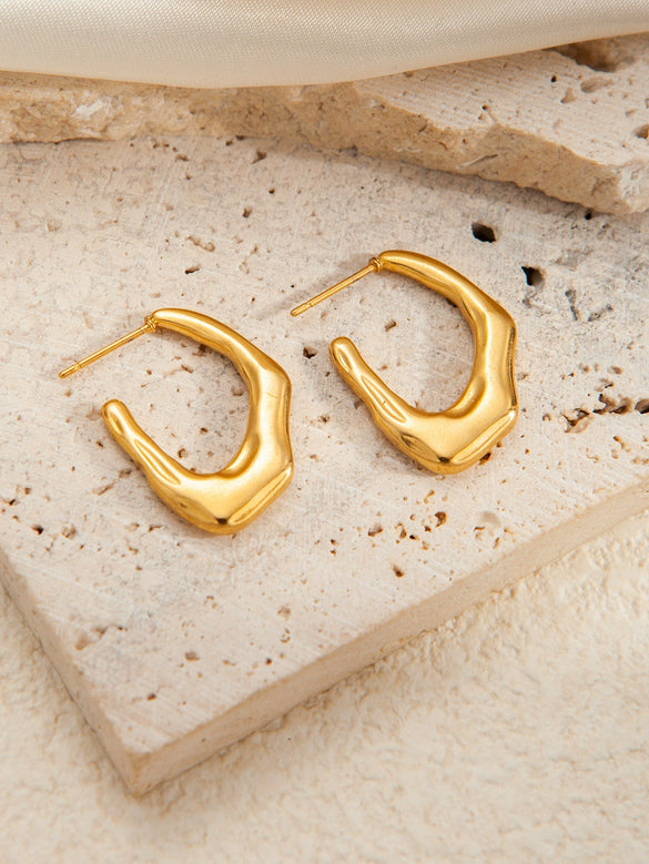 Wholesale Titanium Steel Geometric And Flower Earrings 18K Gold Plated Stainless Steel Fashion For Women