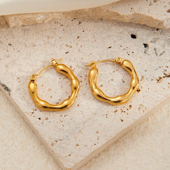 Wholesale Titanium Steel Geometric And Flower Earrings 18K Gold Plated Stainless Steel Fashion For Women