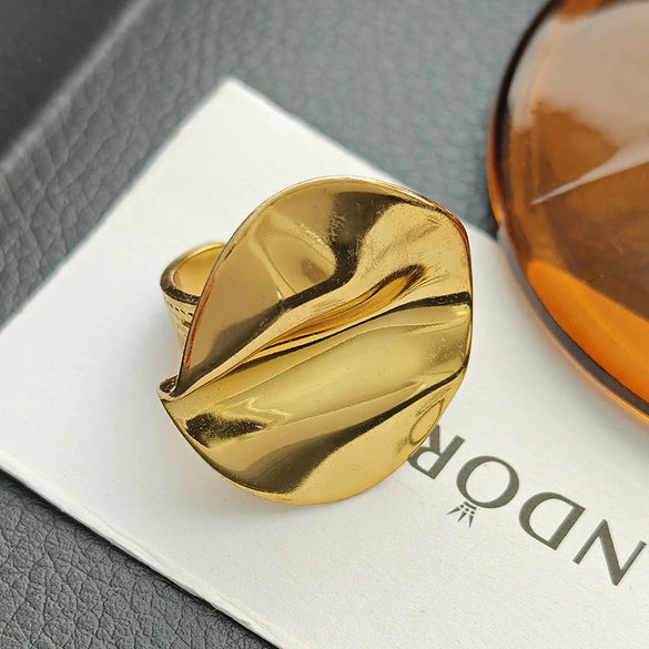 Wholesale Titanium Steel Geometric Asymmetrical Women's Ring Electroplated Retro Cool Style