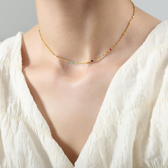 Wholesale 316L Stainless Steel Geometric Ball Drop Oil Necklace For Women