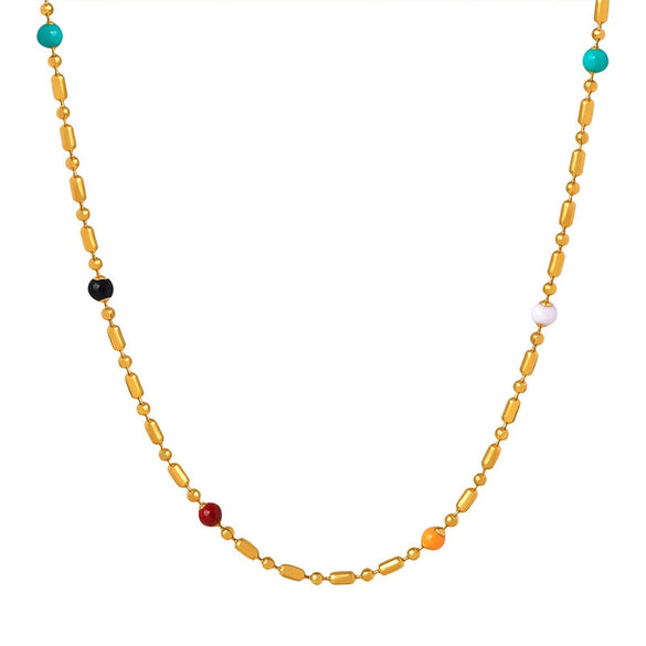 Wholesale 316L Stainless Steel Geometric Ball Drop Oil Necklace For Women