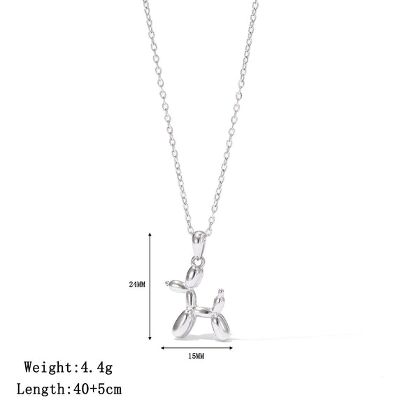 Wholesale Titanium Steel Geometric Balloon Dog Necklace For Women Electroplated O Word Chain Simple Style