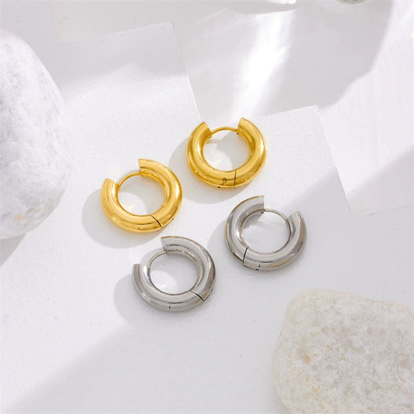 Wholesale Titanium Steel Geometric Bar And Round Ring Earrings For Men And Women