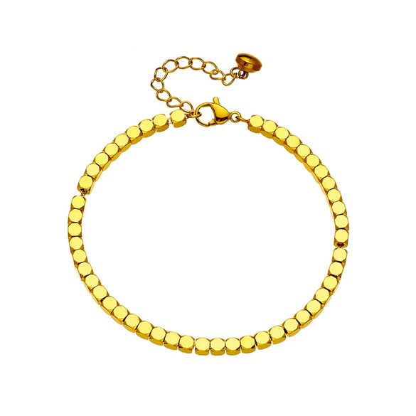 Wholesale Titanium Steel Geometric Beaded Bracelet For Women With Electroplating Treatment