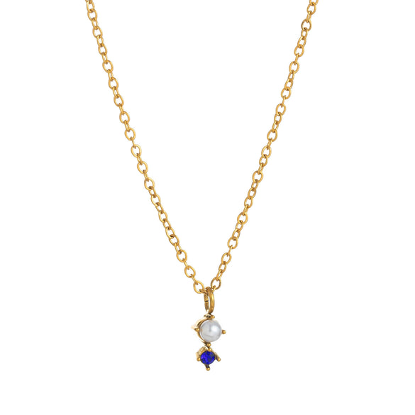Wholesale Titanium Steel Geometric Birthstone Zircon Necklace Electroplated O Word Chain Unisex