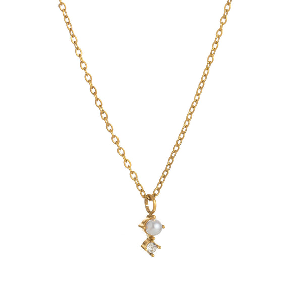 Wholesale Titanium Steel Geometric Birthstone Zircon Necklace Electroplated O Word Chain Unisex