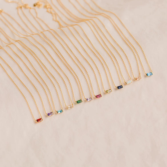 Wholesale Titanium Steel Geometric Birthstone Zircon Necklace With Electroplating For Unisex