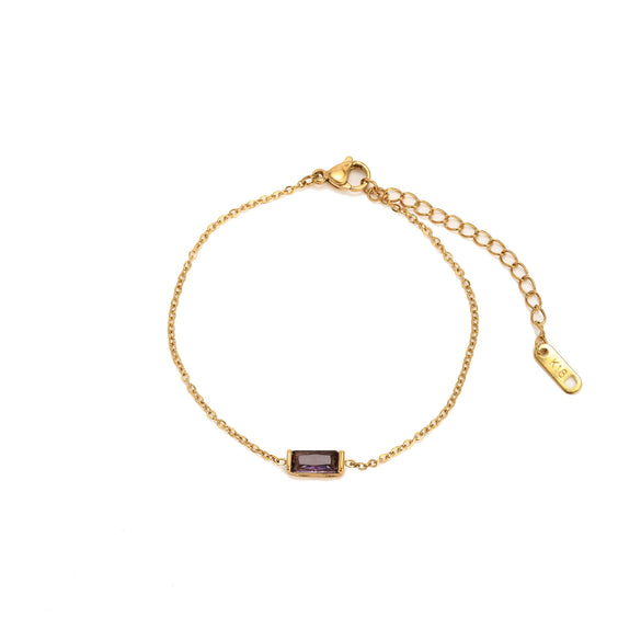 Wholesale Titanium Steel Geometric Birthstone Zircon Necklace With Electroplating For Unisex