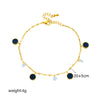 Wholesale Titanium Steel Geometric Black Wafer Pendant Anklet For Women Retro And Fashion Style