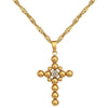 Wholesale Titanium Steel Geometric Cartoon Plant Flowers Electroplated Round Ball Cross Necklace Unisex