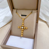 Wholesale Titanium Steel Geometric Cartoon Plant Flowers Electroplated Round Ball Cross Necklace Unisex