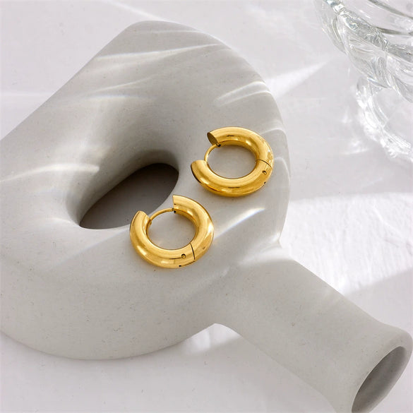 Wholesale Titanium Steel Geometric Circle Earrings With Electroplating For Women Simple Cold Style Allmatch Design