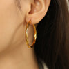 Wholesale 316L Stainless Steel Geometric Circle Electroplated Earrings For Women Retro Fashion Style