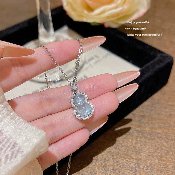 Wholesale Titanium Steel Geometric Clavicle Chain Necklace Set With Zirconia For Women