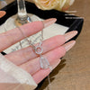 Wholesale Titanium Steel Geometric Clavicle Chain Necklace Set With Zirconia For Women