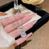 Wholesale Titanium Steel Geometric Clavicle Chain Necklace Set With Zirconia For Women