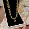 Wholesale Titanium Steel Geometric Clavicle Chain Necklace Set With Zirconia For Women