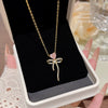 Wholesale Titanium Steel Geometric Clavicle Chain Necklace Set With Zirconia For Women