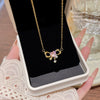Wholesale Titanium Steel Geometric Clavicle Chain Necklace Set With Zirconia For Women