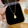 Wholesale Titanium Steel Geometric Clavicle Chain Necklace Set With Zirconia For Women