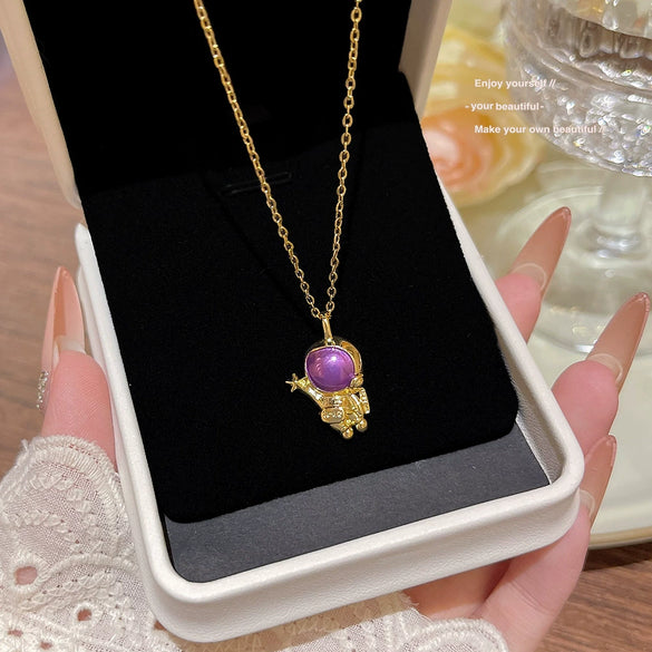 Wholesale Titanium Steel Geometric Clavicle Chain Necklace Set With Zirconia For Women