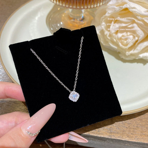 Wholesale Titanium Steel Geometric Clavicle Chain Necklace Set With Zirconia For Women
