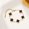 Wholesale Titanium Steel Geometric Clover Light Luxury Double Sided Five Color Non Fading Electroplated Bracelet For Women And Children