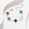 Wholesale Titanium Steel Geometric Clover Light Luxury Double Sided Five Color Non Fading Electroplated Bracelet For Women And Children
