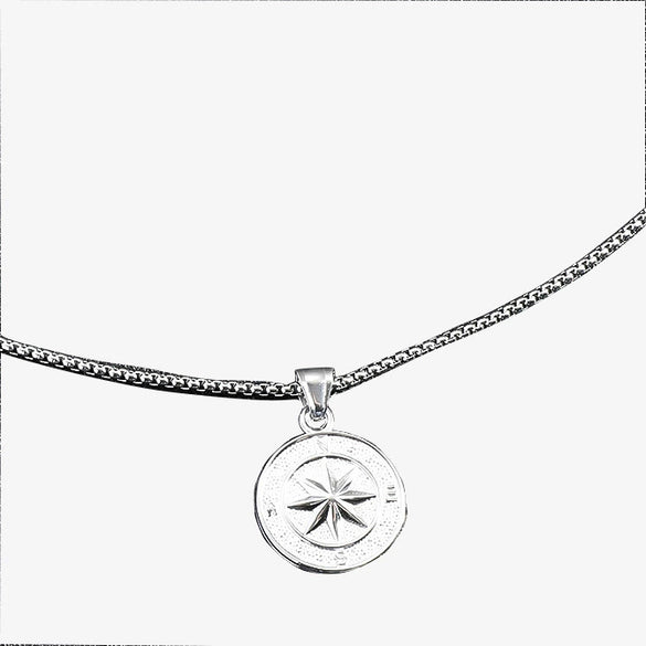 Wholesale Titanium Steel Geometric Compass Pendant Necklace Electroplated Unisex Fashion Accessory