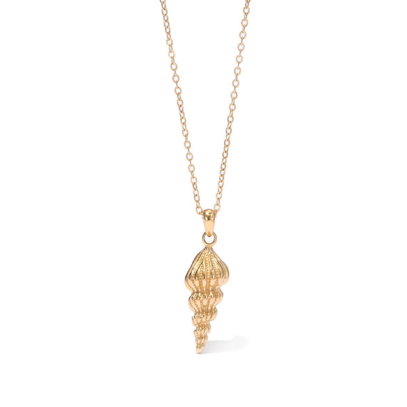 Wholesale Titanium Steel Geometric Conch Pendant Women's O Word Chain Necklace With Electroplating