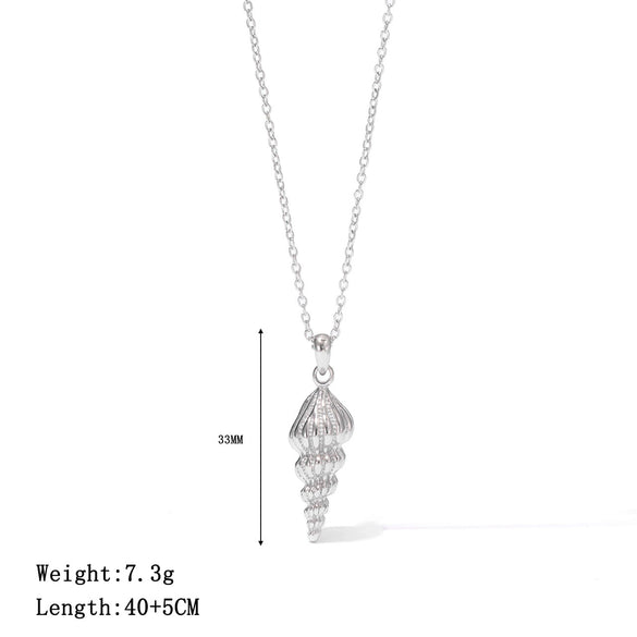Wholesale Titanium Steel Geometric Conch Pendant Women's O Word Chain Necklace With Electroplating