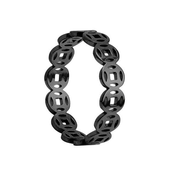 Wholesale Titanium Steel Geometric Copper Coin Shape Electroplated Couple Ring