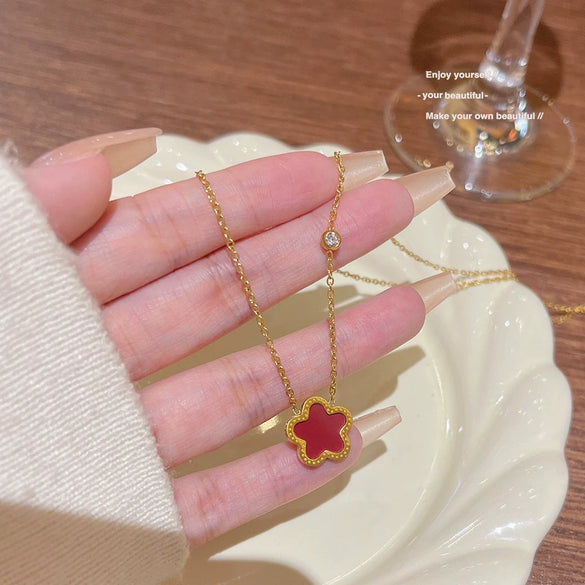 Wholesale Titanium Steel Geometric Cross Chain Light Luxury Women's Concentric Ring Necklace