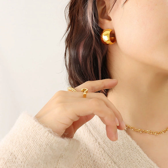 Wholesale Titanium Steel Geometric Cshaped Electroplated Earrings Female Jewelry Retro Niche Nonfading