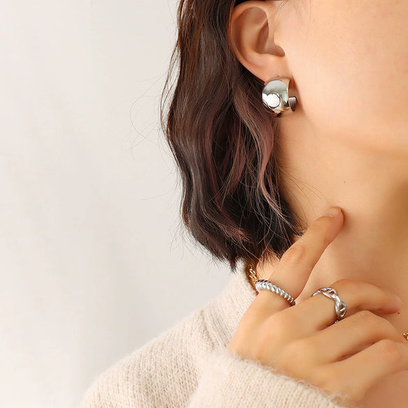 Wholesale Titanium Steel Geometric Cshaped Electroplated Earrings Female Jewelry Retro Niche Nonfading